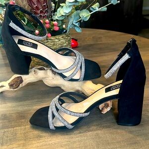 Jones New York signature collection, rhinestone black suede heeled sandal